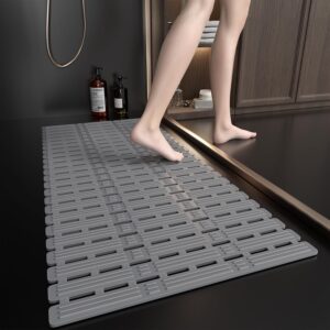 Rubber Bath Mat for Tub Non Slip, 36 x 16 inches Bathtub Mat Non Slip Shower Mats for Inside Shower, Safety Anti Slip Shower Mat with Suction Cups, Easy to Cut Bath Tub Mat, Ink Gray