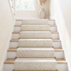 Size Hallway Stair Runner - Choose Your Length - 27 Inches Wide x 99 Feet Long Runner (27" x 99' Runner) Rug - Ivory  Soft Touch, Modern Geometric - Hi-Lo Pile