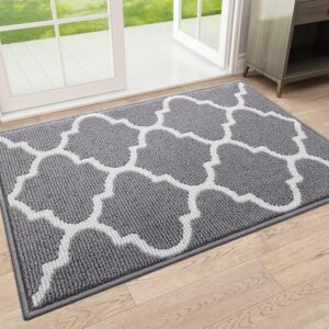 Indoor Bathroom Rugs Mat, 32x20, Non-Slip Absorbent Resist Dirt Entrance Mat, Washable Low-Profile Inside Floor Mat Floor matss for Entryway, Grey