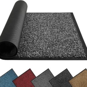 Front Bathroom Rugs Mat,  Welcome Mat for Outdoor Indoor, Non-Slip Waterproof Floor mats, Durable Machine Washable Low Profile Entry Rug for Back Door Outside Patio Porch, 32" x 20", Grey