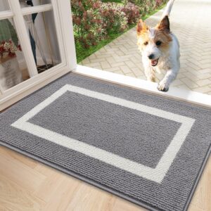 Indoor Bathroom Rugs Mat, 32x20, Non-Slip Absorbent Resist Dirt Entrance Mat, Washable Low-Profile Inside Entry Floor matss for Entryway, Grey